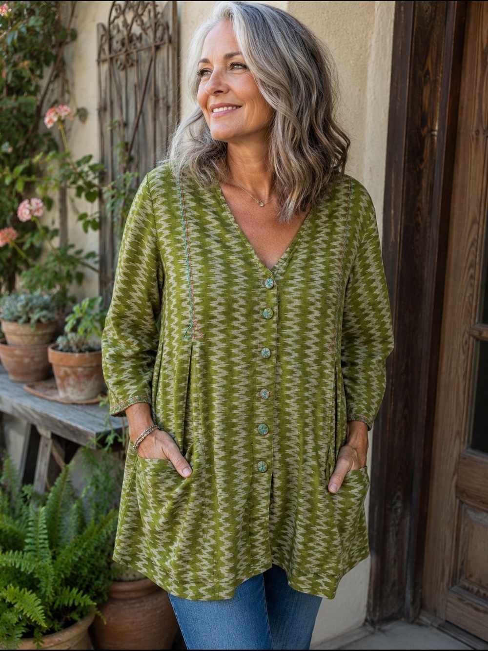 Gudrun Sjoden Patterned Tunic Jacket Top